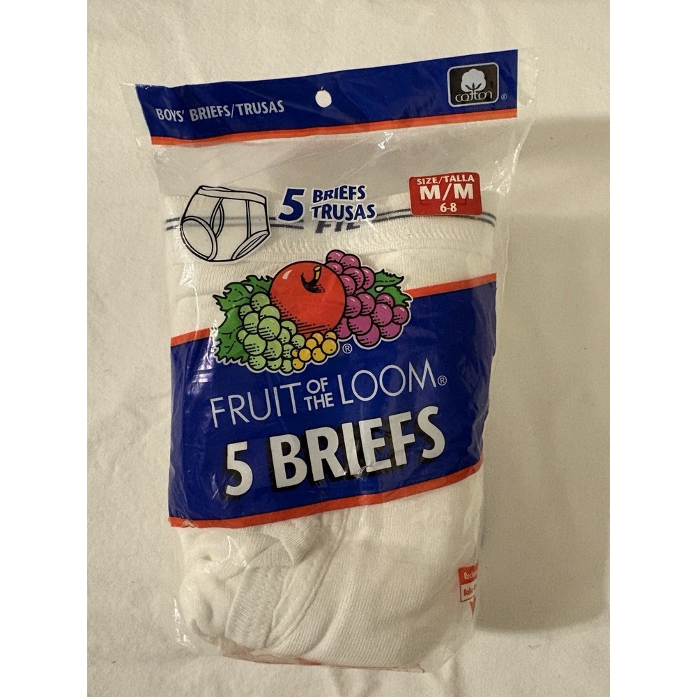 Fruit Of The Loom‎ 2002 Boys Double Stripe Briefs 6-8 Med 5 Pack Vintage NOS
